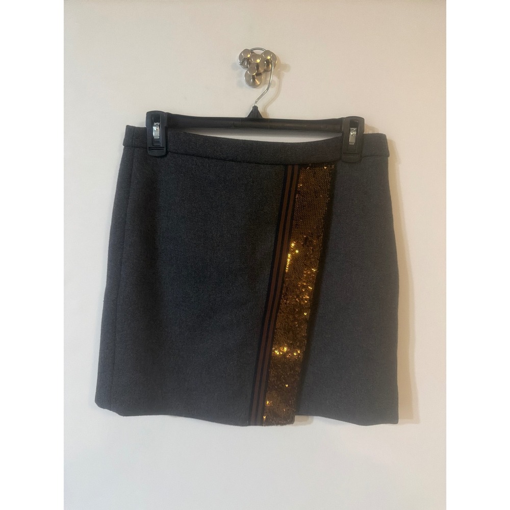 J.Crew Gray Wool Blend Sequin Stripe Mini Skirt Charcoal Bronze 2